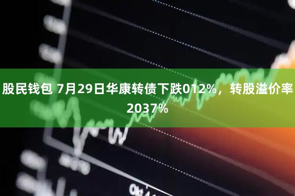 股民钱包 7月29日华康转债下跌012%，转股溢价率2037%