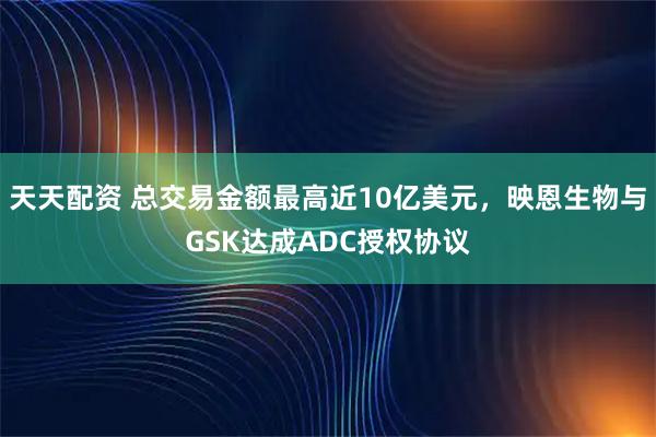 天天配资 总交易金额最高近10亿美元，映恩生物与GSK达成ADC授权协议